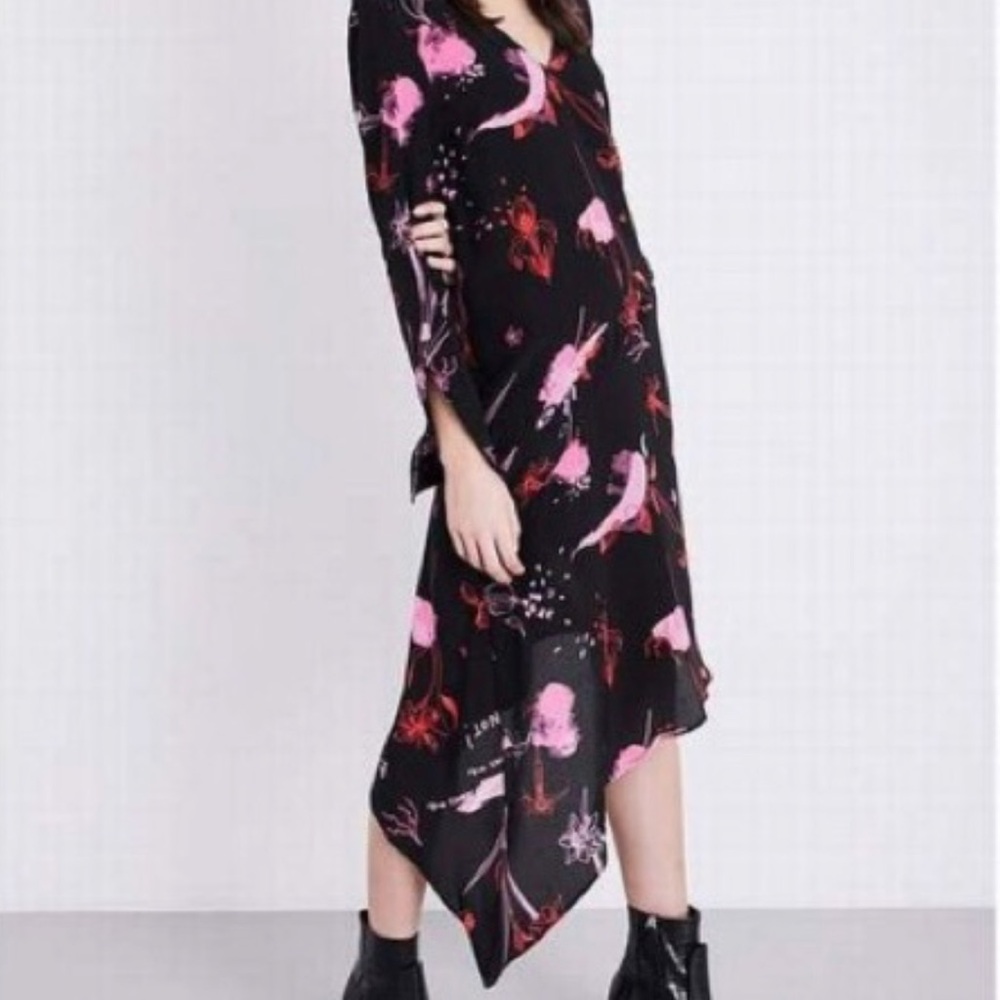 Top Shop Asymmetrical He Loves Me Silk dress. Size 6